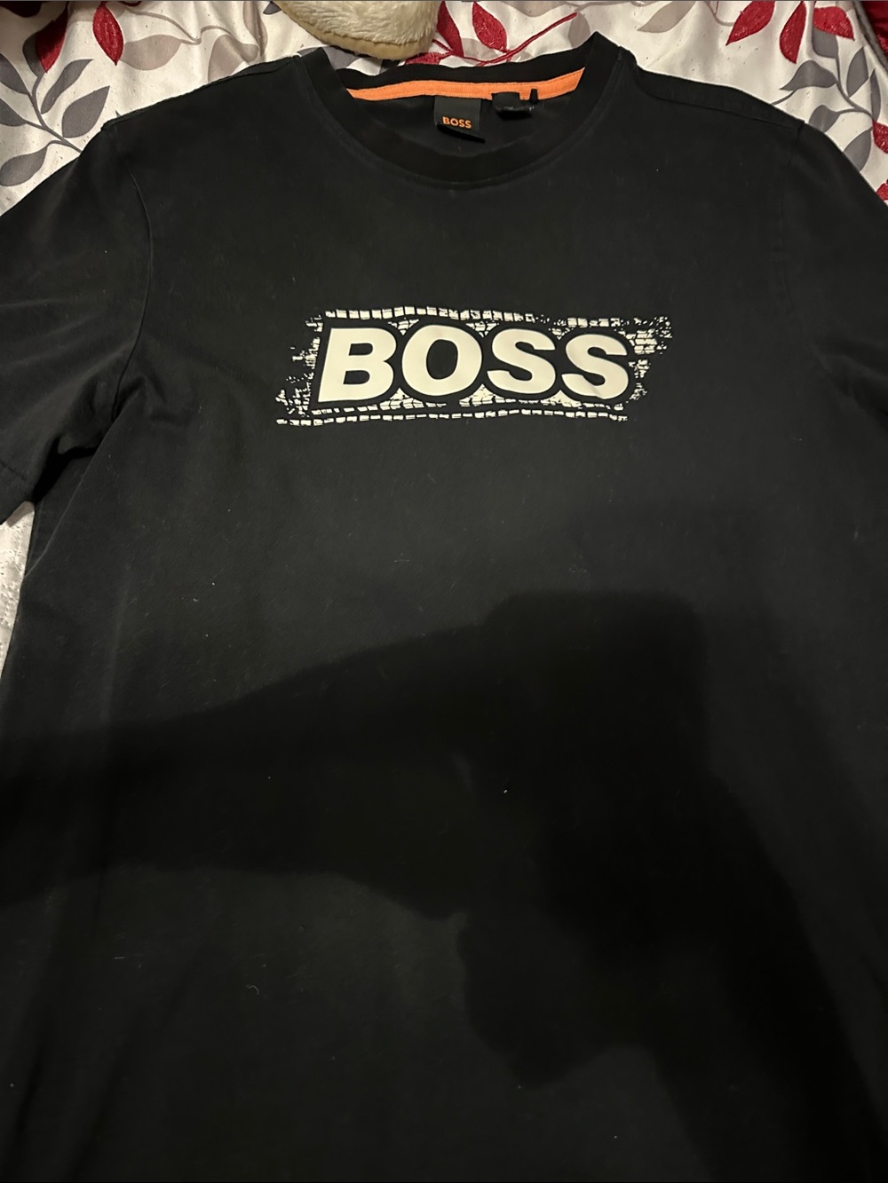Boss Black Long Sleeve Logo Tee with Cream Print